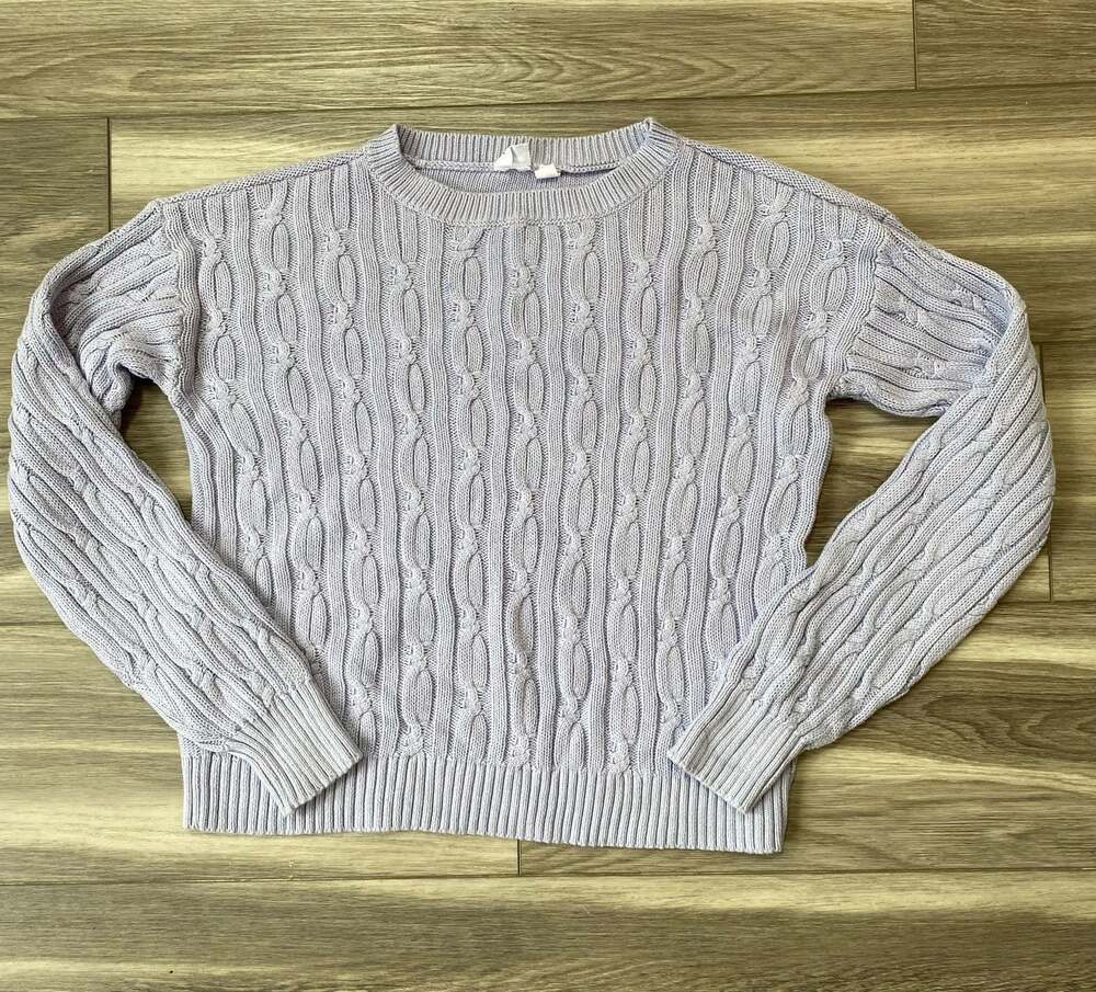 GAP Girls Cable Knit Crewneck Pullover Sweater Light Purple XXL (14-16)